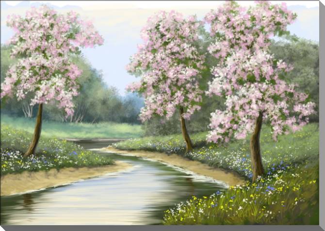 Картины Flowering trees digital painting