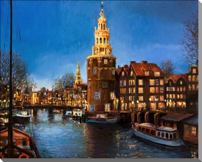 Купить и печать на заказ Картины Вечерние огни Амстердама