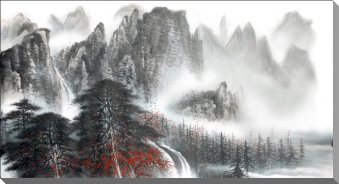 Paintings Chinese landscape with mountains