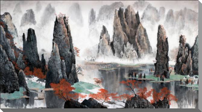 Купить и печать на заказ Картины Китайский пейзаж со скалами