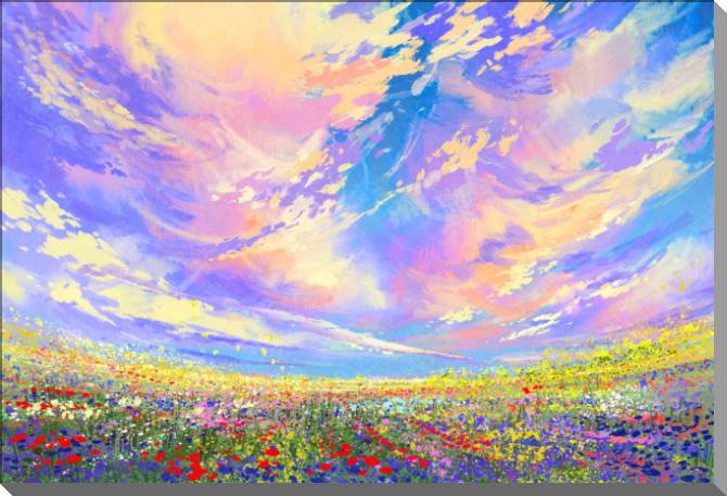 Картины Beautiful sky over a field of flowers