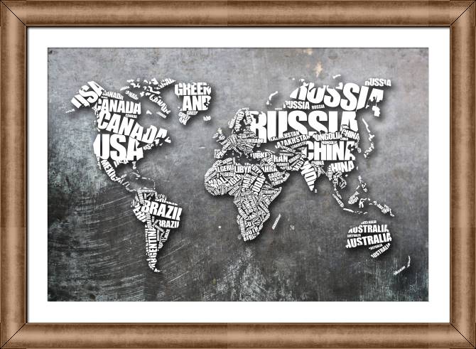Купить и печать на заказ Репродукции картин Карта мира из названий стран