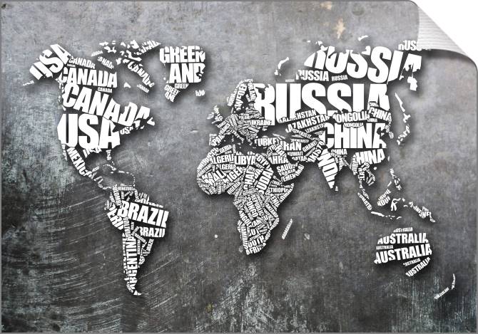 Купить и печать на заказ Картины Карта мира из названий стран