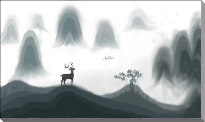 Картины Landscape with deer