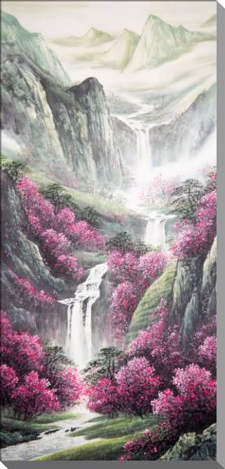 Картины Chinese landscape with a waterfall