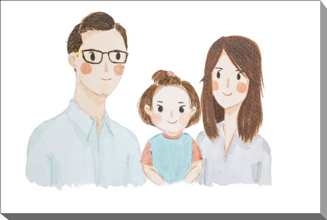 Купить и печать на заказ Картины Акварельная иллюстрация семья
