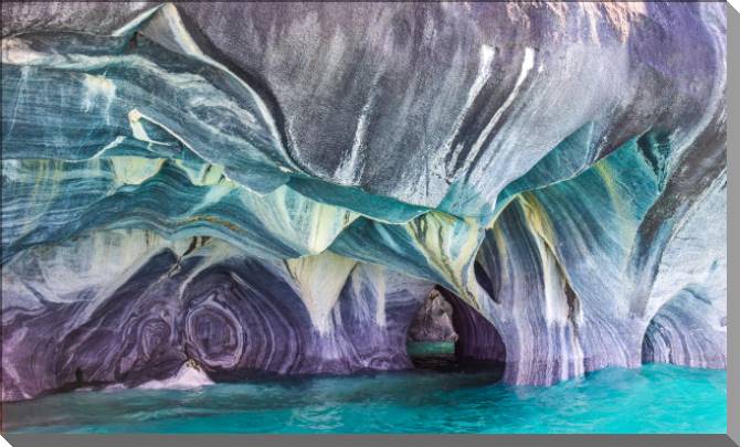 Купить и печать на заказ Картины Голубые цвета мраморных пещер в Патагонии, Чили