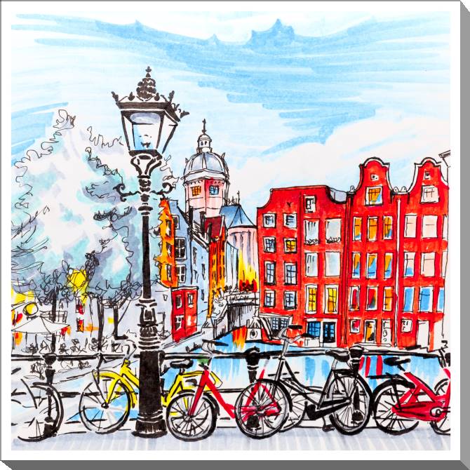 Купить и печать на заказ Картины Вид на город Амстердам