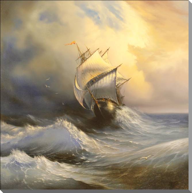 Картины Sailing ship in the stormy sea