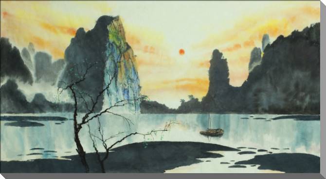 Картины Chinese painting boat on the river