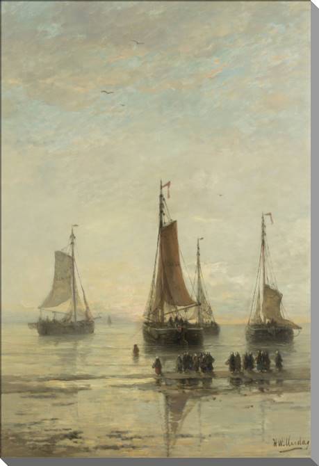 Картины Bluff-Bowed Boats at Anchor Scheveningen (Hendrik Willem Mesdag)