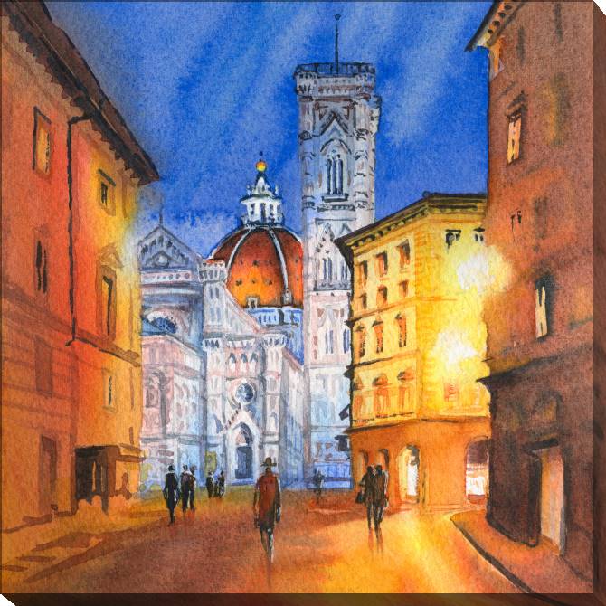 Купить и печать на заказ Картины Акварельный эскиз собора Санта-Мария-дель-Фьоре