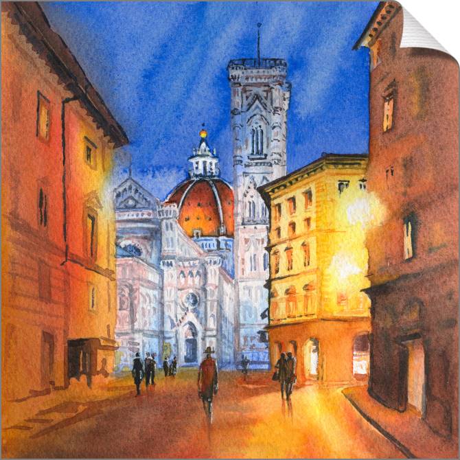 Купить и печать на заказ Картины Акварельный эскиз собора Санта-Мария-дель-Фьоре