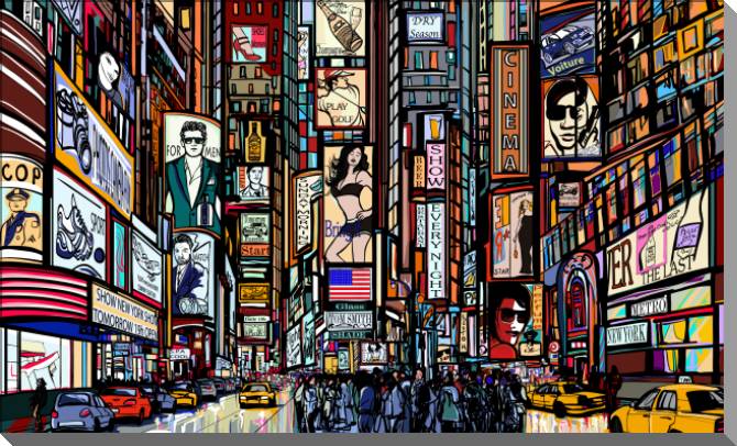 Paintings Times square - vector illustration