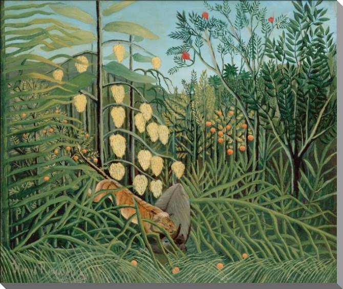 Картины In a tropical forest Struggle between Tiger and bull (Henri Rousseau)