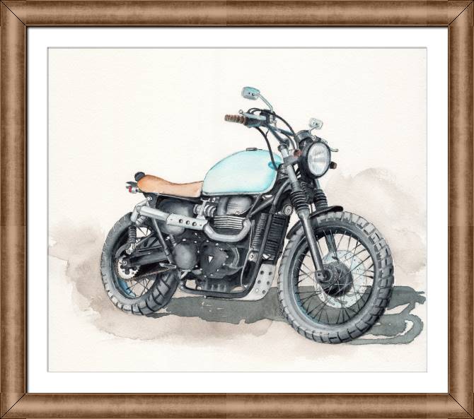 Купить и печать на заказ Репродукции картин Акварельный рисунок мотоцикла