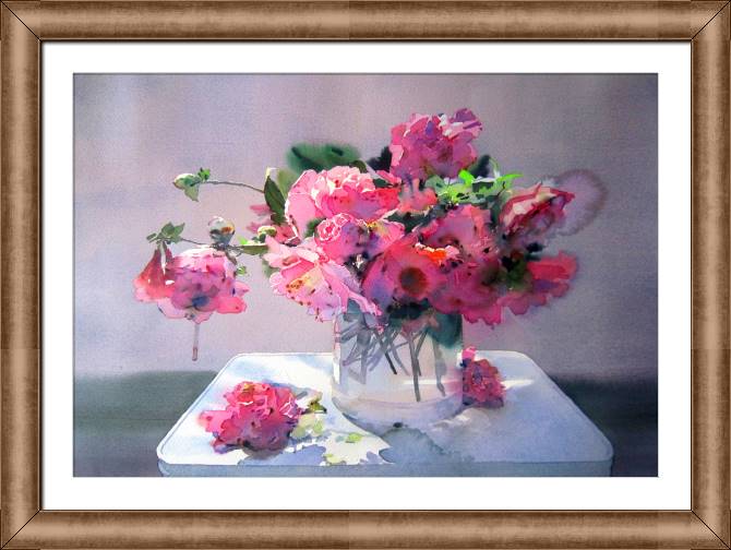 Купить и печать на заказ Картины Акварельный букет в розовых тонах