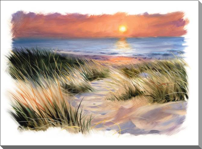 Купить и печать на заказ Картины Дюны на пляже на закате