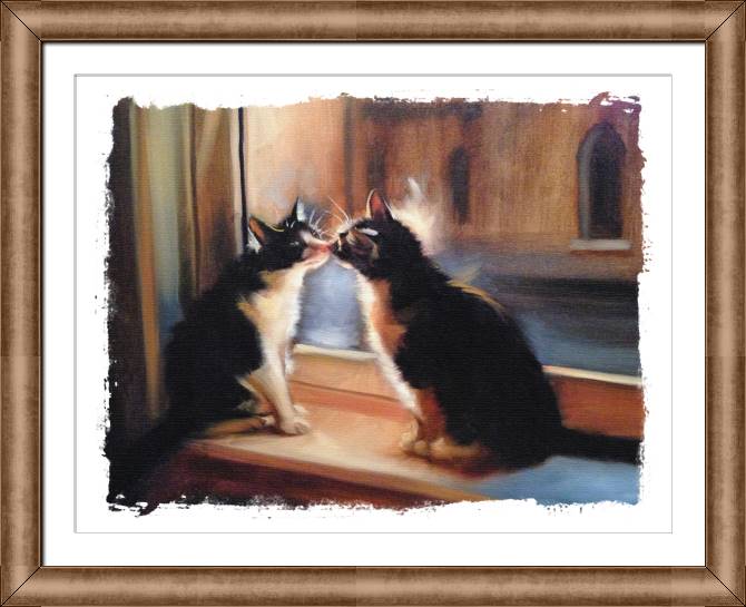 Купить и печать на заказ Репродукции картин Две кошки на подоконнике