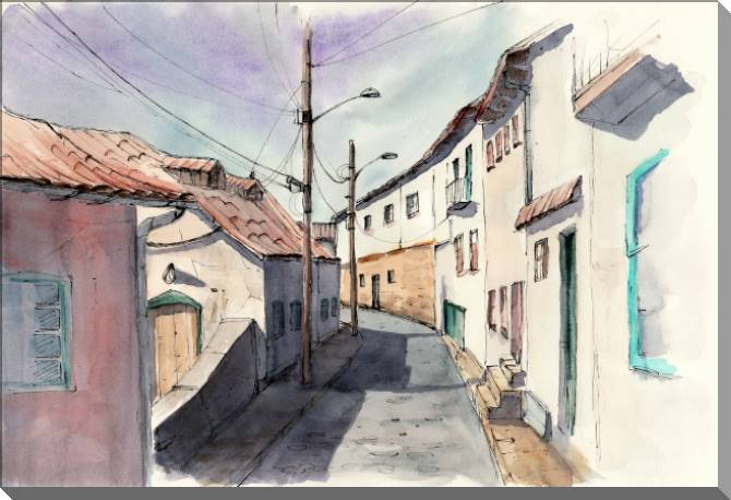 Купить и печать на заказ Картины Залитая солнцем улица старого города