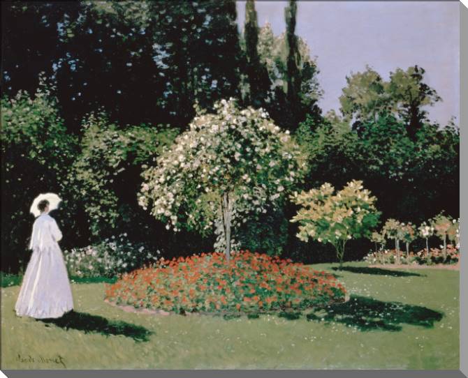 Купить и печать на заказ Картины Дама в саду Сент-Адресс (Клод Моне)