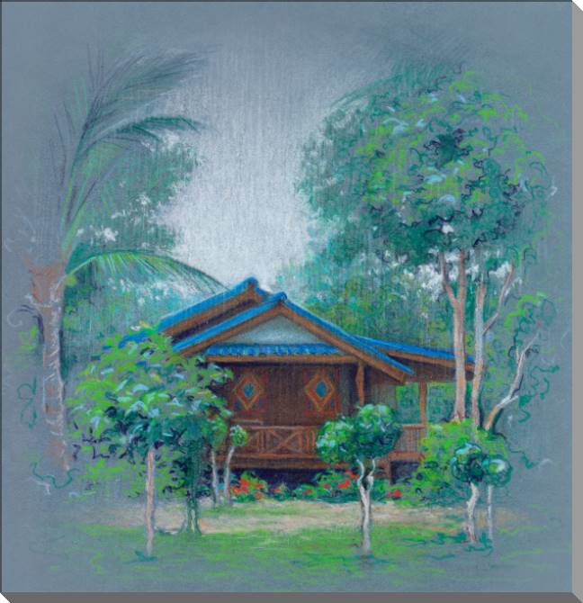 Купить и печать на заказ Картины Бунгало в тропических джунглях