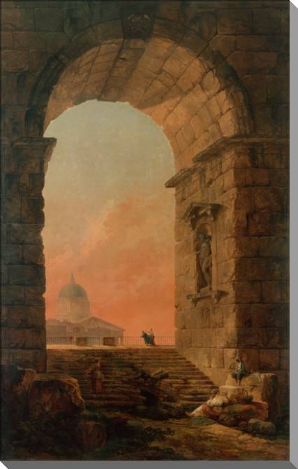 Картины Landscape with an Arch and The Dome of St Peter's in Rome (Hubert Robert)